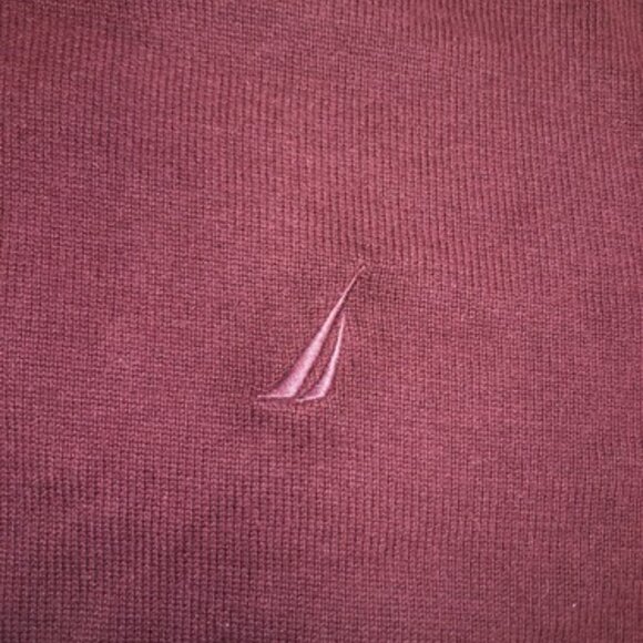 Nautica Sweater Red Maroon V Neck Mens Size Medium Soft Dark Red Logo Sailing - Picture 3 of 7